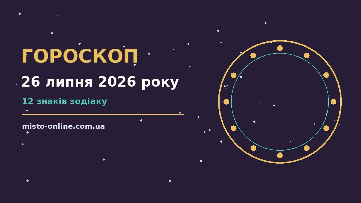 Гороскоп на 26 липня 2026 року — затишний стіл із свічкою, чашкою кави та зоряною картою на тлі вечірнього неба