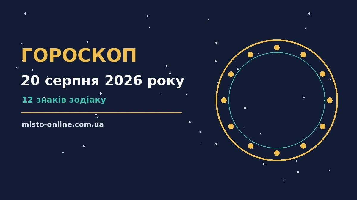 Зоряне небо над містом увечері 20 серпня, м'яке золотаве світло, символ спокійного четверга