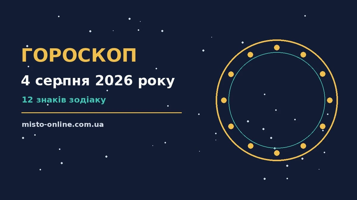 Зоряне небо над містом у вечірніх вогнях — гороскоп на 4 серпня 2026 року